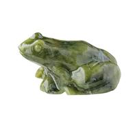 Nuhjytgf Pieza de Tallado de Rana de Piedra cruda de Natural, Estatua de Rana de la Suerte, Estatua de Animal de Jade, Material de Jade Tallado a Mano, símbolo de Buena Suerte, 4 x 5 x 2 cm