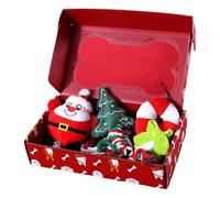 Nuhjytgf Puppy Christmas Chew Toys, Santa Squeaky Plush Toys with Rope, Interactive Teething Dog Toys, Holiday Toys, Christmas Interactive Chew Toy For Pet Shop, Home and Pet Rooms