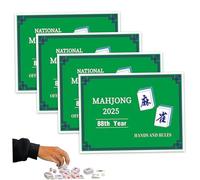 Nuiorfty 4 Tarjetas Mahjong 2024 Tarjetas estándar de puntuación y Reglas del Juego Mahjong aprende y domina Reglas de Juego recreativo en Letra para Principiantes