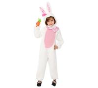Nuiorfty Bunny Costume Kids White Easter Bunny Costume Set Includes Rabbit Hood Fuzzy Onesie Carrot Bracelet for Easter Halloween Christmas Cosplay M