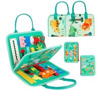 Nuiorfty Busy Board Libro Educativo Montessori de Fieltro Ocupado para niños pequeños con asa para Aprender sobre Engranajes Cordones Botones Cremalleras Hebillas y más