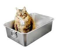 Nuiorfty Caja de Arena de Acero Inoxidable con asa 15.8x11.8x5.9in Caja de Arena de Metal con Lados Altos de a Prueba de herrumbr