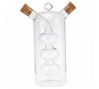 Nuiorfty Dispensador de aceite y vinagre 2 en 1 Botella dispensadora de aceite y vinagre de vidrio transparente con tapones de corcho para cocinar en el hogar Cocina Contenedor de cocina