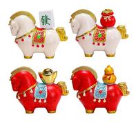 Nuiorfty Estatua de Caballo de 4 Piezas Figuras de Caballos de Animales del zodíaco en Miniatura con Adornos Mini Animales de Resina para Decoraciones de Año Nuevo de Riqueza y éxito 2026