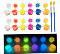 Nuiorfty Juego de 4 piezas de pintura que brilla en la oscuridad incluye 2 tiras de pintura de neón y 2 pinceles acrílico UV pa