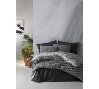 Nuit Des Rêves Bamboo Single Quilt Cover Set (135 x 200 cm), Antracita y Gris | 60% algodón Satinado, 40% bambú | Impresión reactiva, Lavable a máquina, diseño Elegante