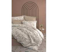 Nuit Des Rêves Beige Ranforce Single Quilt Cover Set, 135 x 200 cm Duvet & 80 x 80 cm Pillowcase | 100% algodón, Pigmento Impreso, Lavable a máquina, diseño Elegante, Doble