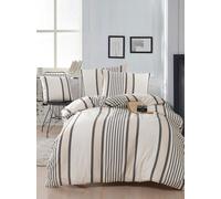 Nuit Des Rêves Elegant XL Quilt Cover Set (155 x 200 cm), Beige & Black, 70% algodón/30% poliéster | Lavable a máquina, Cuenta de 120 Hilos, botón y Cierre de Solapa