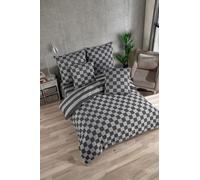 Nuit Des Rêves Juego de Fundas de edredón Doble (200 x 200 cm), Color Negro, 70% algodón/30% poliéster, 2 Fundas de Almohada (80 x 80 cm), Lavable a máquina, Elegante Cierre de Botones