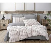 Nuit Des Rêves Juego de Fundas de edredón Doble (200 x 200 cm), Gris y Blanco, 50% algodón/50% poliéster, Lavable a máquina, Cuenta de Hilos 145, botón y Cierre de Envoltura, Cama Elegante y cómoda