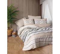 Nuit Des Rêves Juego de Fundas de edredón Doble Ranforce Beige (200 x 200 cm), 100% algodón, 2 Fundas de Almohada (80 x 80 cm), impresión de pigmentos, Lavable a máquina, diseño Elegante