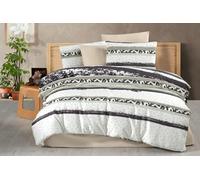 Nuit Des Rêves Juego de Fundas de edredón XXL (155 x 220 cm), 50% algodón/50% poliéster, Blanco, Negro y Menta, Cierre de Botones, Cuenta de 127 Hilos, Lavable a máquina a 30 °C