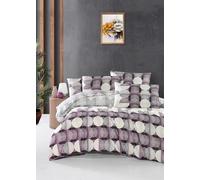Nuit Des Rêves Juego de Fundas de edredón XXL (155 x 220 cm), 65% algodón/35% poliéster, Blanco, Morado, Gris, Lavable a máquina, Cuenta de Hilos 145, Cierre de Botones, Elegante y acogedora Cama