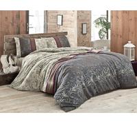 Nuit Des Rêves Luxurious King Quilt Cover Set (200 x 220 cm), 65% algodón/35% poliéster, 2 Fundas de Almohada, Lavable a máquina, Elegante Crema y Negro/Gris/Rojo Claro/Blanco diseño