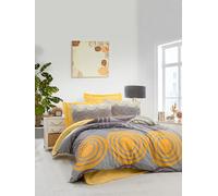 Nuit Des Rêves Luxury Single Quilt Cover Set 155 x 200 cm, Amarillo y Gris, 100% poliéster, microsatén y algodón, impresión 3D, Cierre de Cremallera, Lavable a máquina
