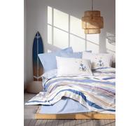 Nuit Des Rêves Premium Ranforce Double Quilt Cover Set (200 x 200 cm), 100% algodón, Azul, Incluye 2 Fundas de Almohada (80 x 80 cm), Lavable a máquina, Elegante impresión de Pigmento