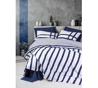 Nuit Des Rêves Premium Ranforce Double Quilt Cover Set (200 x 200 cm), Azul Oscuro, 100% algodón, 2 Fundas de Almohada (80 x 80 cm), impresión reactiva, Lavable a máquina, diseño Elegante