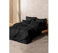 Nuit Des Rêves Premium Ranforce Double Quilt Cover Set (200 x 200 cm), Negro, 100% algodón, 2 Fundas de Almohada (80 x 80 cm), impresión reactiva, Lavable a máquina, diseño Elegante