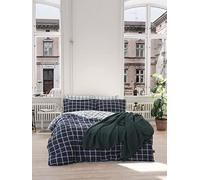 Nuit Des Rêves Premium Ranforce King Quilt Cover Set Dark Blue & White, 200 x 220 cm | 100% algodón, impresión reactiva, Cuenta de Hilos 145, Lavable a máquina, sobre y Cierre de Botones