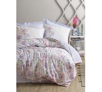 Nuit Des Rêves Ranforce - Juego de Funda de edredón Doble (200 x 200 cm), 100% algodón, 2 Fundas de Almohada (80 x 80 cm), Estampado pigmentado, Lavable a máquina, Elegante diseño Blanco, Azul