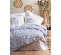 Nuit Des Rêves Ranforce - Juego de Funda nórdica para Cama de Matrimonio (200 x 200 cm), 100% algodón, Color Blanco, Azul y Naranja, 2 Fundas de Almohada (80 x 80 cm), Lavable a máquina, Elegante