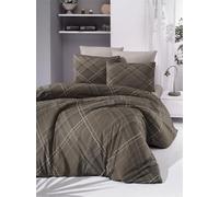 Nuit Des Rêves Ranforce King Quilt Cover Set 200 x 220 cm, 100% algodón, 145 Hilos Count, Lavable a máquina, Color marrón, Blanco y Negro y Naranja, diseño Elegante con Cierre de botón