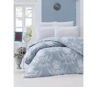 Nuit Des Rêves Ranforce King Quilt Cover Set (200 x 220 cm), 100% algodón, Azul y Blanco, 2 Fundas de Almohada (80 x 80 cm) | Lavable a máquina, Cuenta de Hilos 145, Cierre de Botones