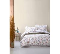 Nuit Des Rêves Ranforce Single XXL Quilt Cover Set 100% algodón, 155 x 220 cm, Lavable a máquina, diseño Elegante, Blanco, Rojo, marrón y Morado, sobre y Cierre de Botones