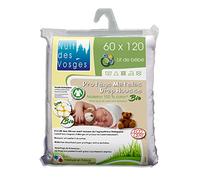 Nuit des Vosges 201911 - Protector de colchón (muletón, algodón biológico), Color Blanco, 100% algodón, Blanco, 60 x 120 cm