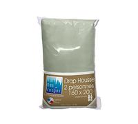 Nuit des Vosges Cotoval Sábana Bajera de algodón Liso, Gris ratón, 160 x 200