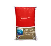 Nuit des Vosges Cotoval Sábana Bajera de algodón Liso, Rojo, 140 x 190 cm