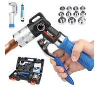 Nuiu CT-300 A - Kit de herramientas compactas de expansión de tubos hidráulicos con cortador de tubos, herramienta de desbarbado y 11 cabezales expansores para tubos de cobre de 3/8 a 1-1/8 pulgadas
