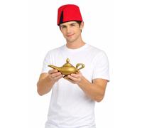 NuJake Sombrero rojo de Fez y lámpara mágica de deseos para adultos, juego de accesorios de disfraz para disfraces, Halloween, fiestas y eventos temáticos