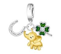 NUJIFFY Abalorio de plumas para pulseras de plata de ley 925, abalorio de la suerte, colgante de plumas de ángel, corazón, colgante de ala de amor, regalo para mujer, As show, Plata de ley, No es una