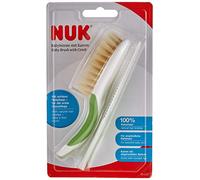 NUK 10256383 - Cepillo para bebé con cerdas naturales y peine de puntas redondeadas (1 unidad), color verde