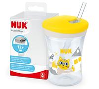 NUK Vaso entrenador Action Cup 230 ml +12m Pajita blanda A prueba de fugas Amarillo 1 ud