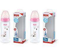 NUK biberón First Choice+ Flow Control | 6-18 meses | Control de temperatura | Chupete de silicona | Válvula anticólicos | Sin BPA | 360 ml | Rosa | 1 unidad (Paquete de 2)