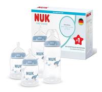 NUK First Choice Biberón | 0-3+ meses | 150 ml & 300 ml | Biberón anticólicos | PP | Indicador de control de temperatura | Ballena | 4 unidades