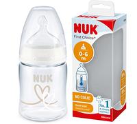 NUK First Choice+ biberón | 0-6 meses | Control de temperatura | Chupete de silicona | Válvula anticólico | Libre BPA | 150 ml