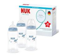 NUK First Choice Biberón | 3+ meses | 300 ml | Biberón anticólicos | PP | Indicador de control de temperatura | Ballena | 3 unidades