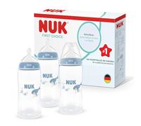 NUK First Choice Biberón | 3+ meses | 300 ml | Biberón anticólicos | PP | Indicador de control de temperatura | Ballena | 3 unidades