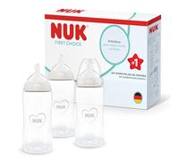 NUK First Choice Biberón | 3+ meses | 300 ml | Biberón anticólicos | PP | Indicador de control de temperatura | Neutral | 3 unidades
