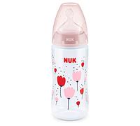 NUK First Choice Biberón, Anticólicos, Tetina De Silicona, 0-6 Meses, Sin-Bpa, 300 Ml, Rojo