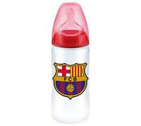 NUK First Choice Biberón + del Barça de Silicona. Biberón Anticólicos. Producto Oficial, Color Blanco y Rojo, 6 a 18 Meses, 300 ml