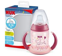 NUK First Choice+ Biberón Entrena Night taza para sorber | 6-18 meses | Brillan en la oscuridad | Válvula anticólico | Sin BPA | 150 ml | Rosa