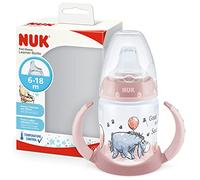 NUK First Choice+ - Biberón para aprender a beber de 6 a 18 meses, 150 ml, indicador de control de temperatura, válvula anticólicos, boquilla antigoteo, asas ergonómicas, sin BPA, Disney Winnie the Pooh (rosa)
