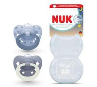 NUK First Choice Classic Day & Night Chupete para bebé | 0-6 meses | Chupetes ortodónticos que brillan en la oscuridad | 95% de aceptación por parte de los bebés** | Azul | 2 unidades