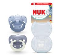 NUK First Choice Classic Night Chupete | 6-18 Meses | Chupete de ortodoncia que brillan en la oscuridad | 95% Aceptación de bebé** | Azul | 2 piezas