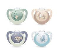 NUK First Choice Day & Night Chupete para bebé | 0-6 meses | Chupetes ortodónticos que brillan en la oscuridad | Calma al 99% de los bebés** | Surtido | 4 unidades