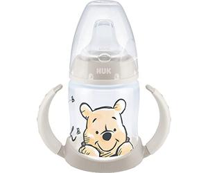 NUK First Choice Learner Bottle vaso aprendizaje bebe | 150 ml | Asas de fácil agarre y boquilla de silicona | A prueba de fugas | 6-18M | Anticólicos| Sin BPA | Disney Winnie the Pooh (Beige)